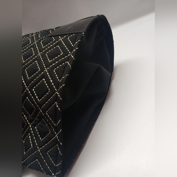 Tory Burch Black Quilted Tote with Gloss Logo - Picture 13 of 15